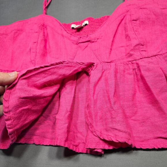 American Eagle Pink Crop Tank Top Adjustable Spaghetti Straps Women Size XL Slit - Picture 5 of 9